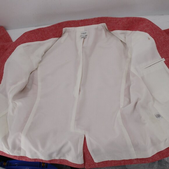J crew Blazer Women's 12 Linen Cotton Blend Two Button Schoolboy Blazer pink - Picture 14 of 14